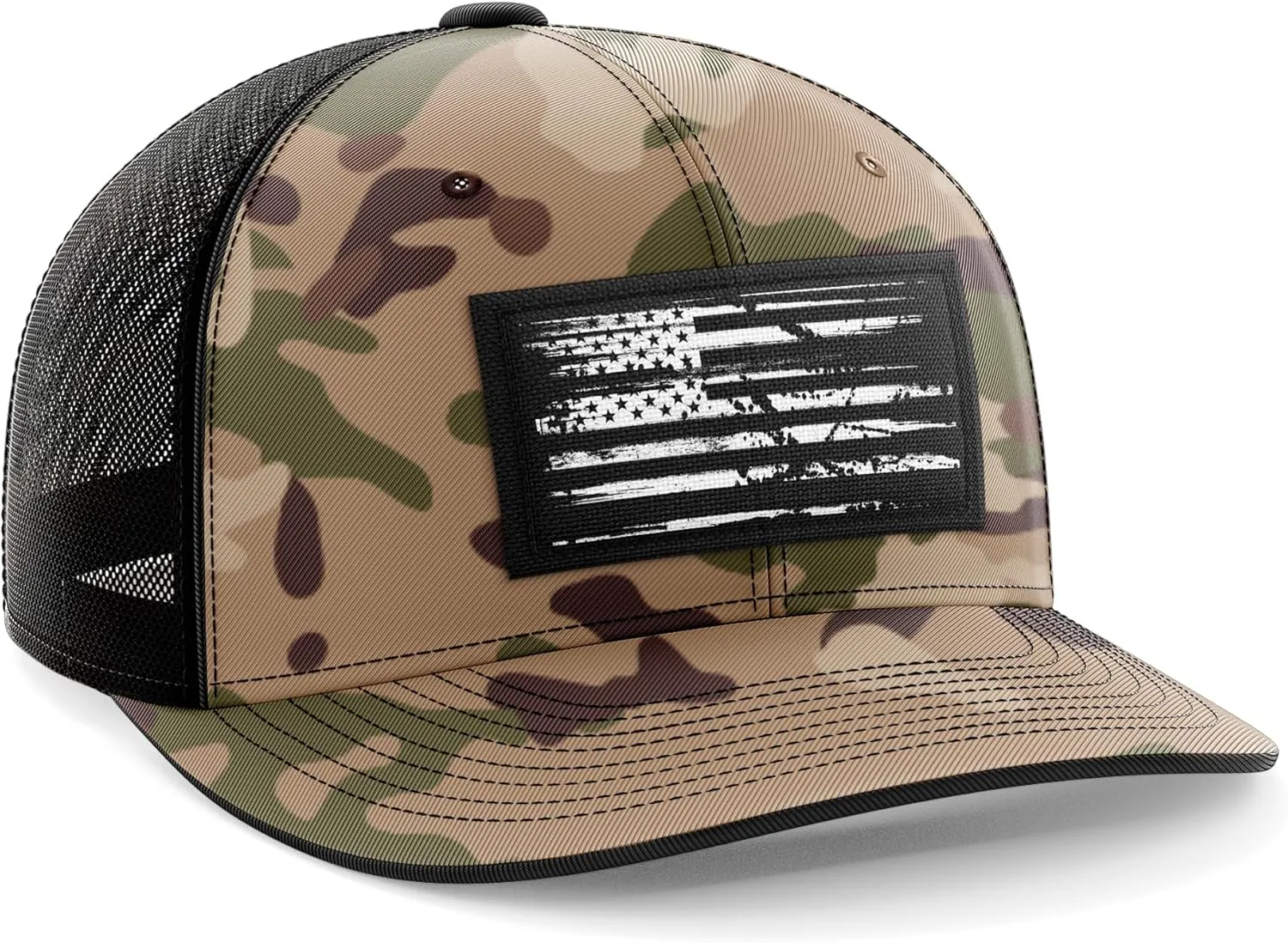 Tactical Pro Supply Trucker Hat - American Flag Hat for Men & Women | Patriotic USA Leather Patch Flag Trucker Snapback Hats