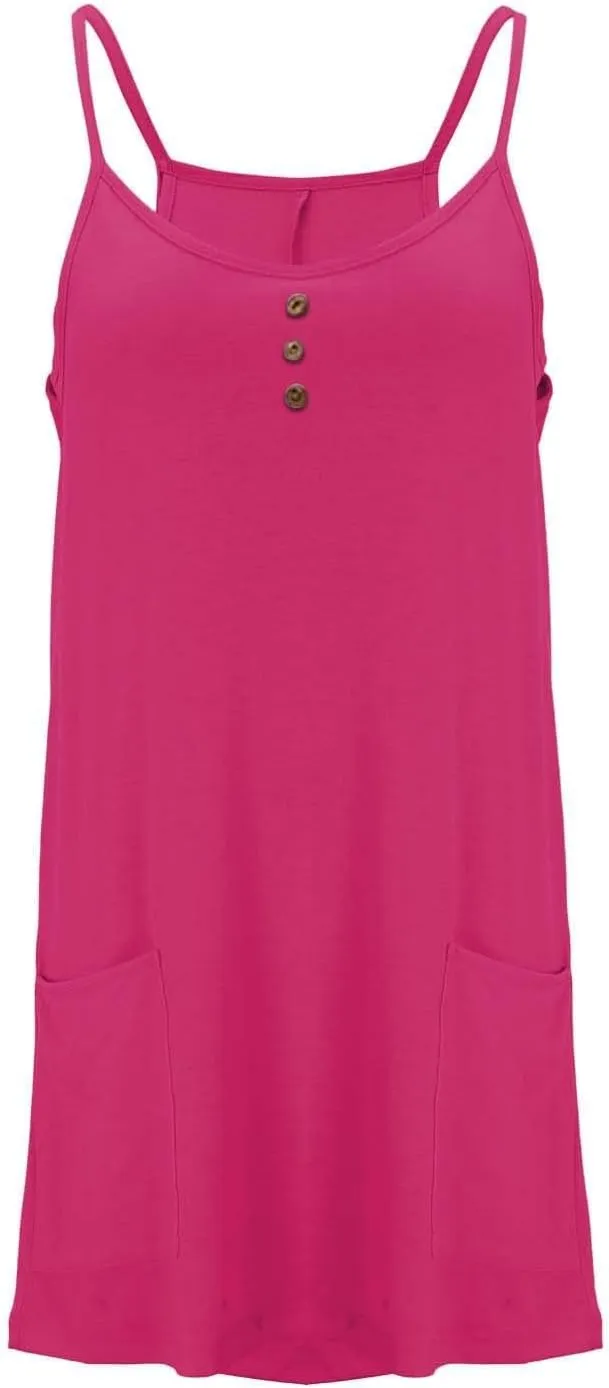 Tennis Dress for Women Built-in Shorts Casual Sleeveless Spaghetti Strap Sundress Workout Athletic Dress with Pocket