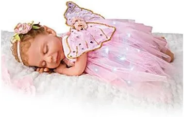 The Ashton-Drake Galleries Dream Blossom Illuminated Fairy Baby Doll, 13.5 inches, TrueTouch Silicone, Collector's Edition by Ina Volprich