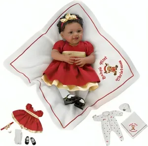 The Ashton-Drake Galleries So Truly Real® Baby s First Christmas Collectible Doll with RealTouch® Skin and Hand-Rooted Hair by Master Doll Artist Waltraud Hanl 19-inches