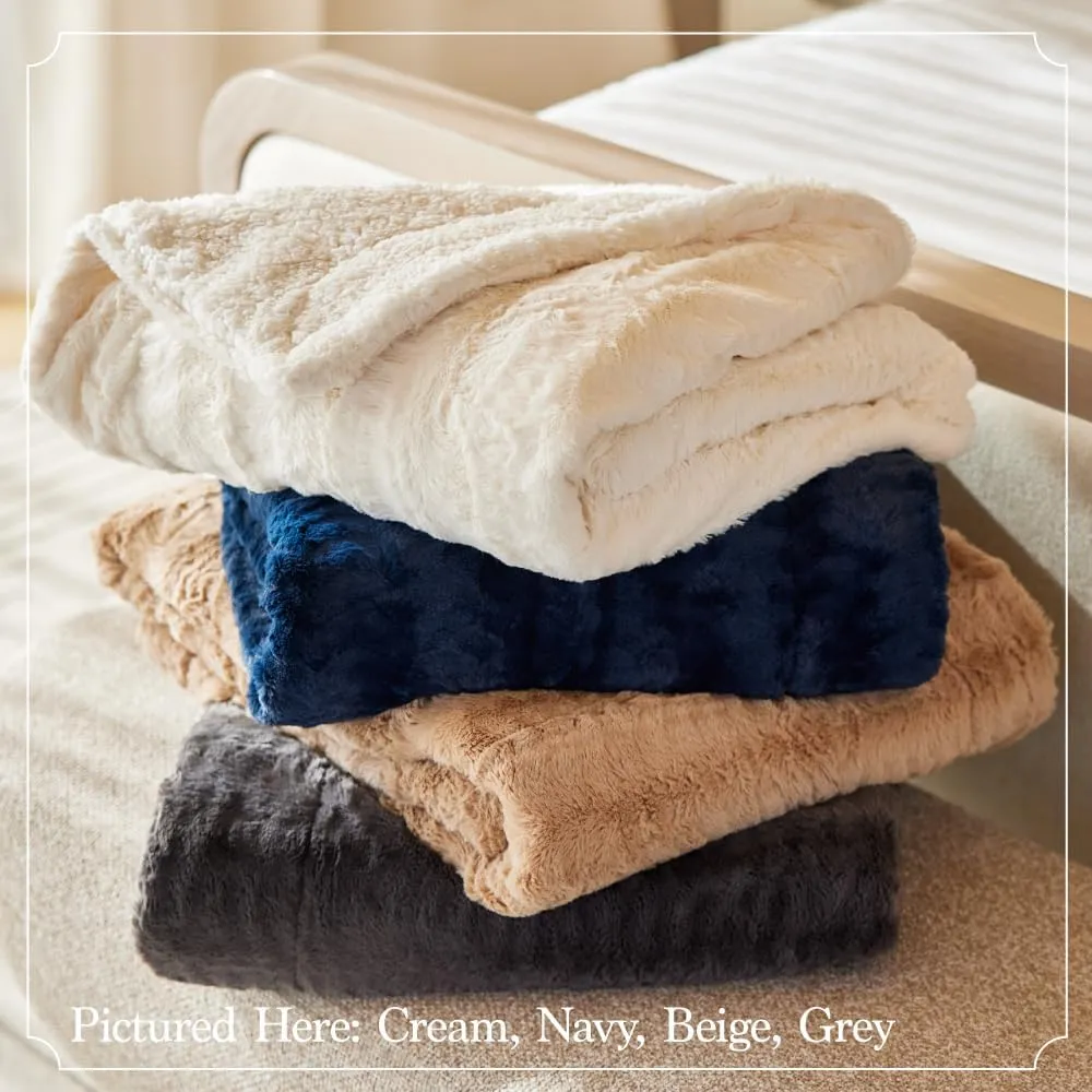 The Connecticut Home Co Throw Blanket for Couch, Soft Fluffy Room Decor, Cozy Warm Throws for Bed, Couches, Gifts for Women, Bedroom Cute Aesthetic Blankets Faux Fur and Sherpa, 65x50, Sage