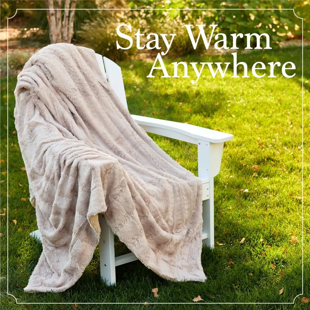 The Connecticut Home Co Throw Blanket for Couch, Soft Fluffy Room Decor, Cozy Warm Throws for Bed, Couches, Gifts for Women, Bedroom Cute Aesthetic Blankets Faux Fur and Sherpa, 65x50, Sage