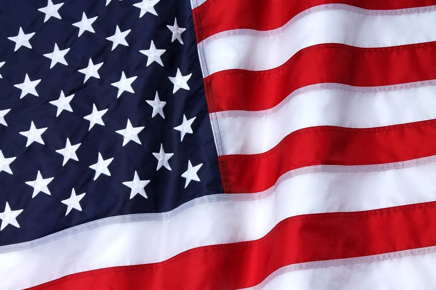 This 4x6 ft American Flag For Outside, USA Flags Strongest, Longest Lasting, Heavy Duty Nylon, Embroidered Stars, Sewn Stripes, Brass Grommets Perfect for Outdoors! Premium US Flag