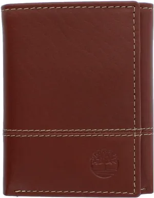 Timberland Men's Genuine Leather Rfid Blocking Trifold Wallet, Cognac, One Size