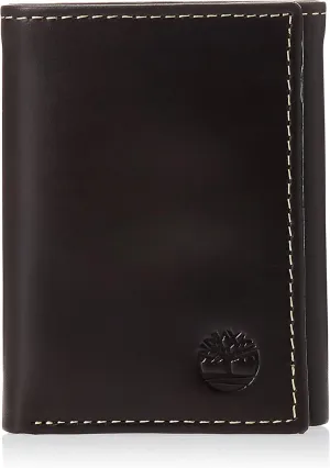 Timberland Men's Leather Trifold Wallet With Id Window, Brown (Cloudy), One Size