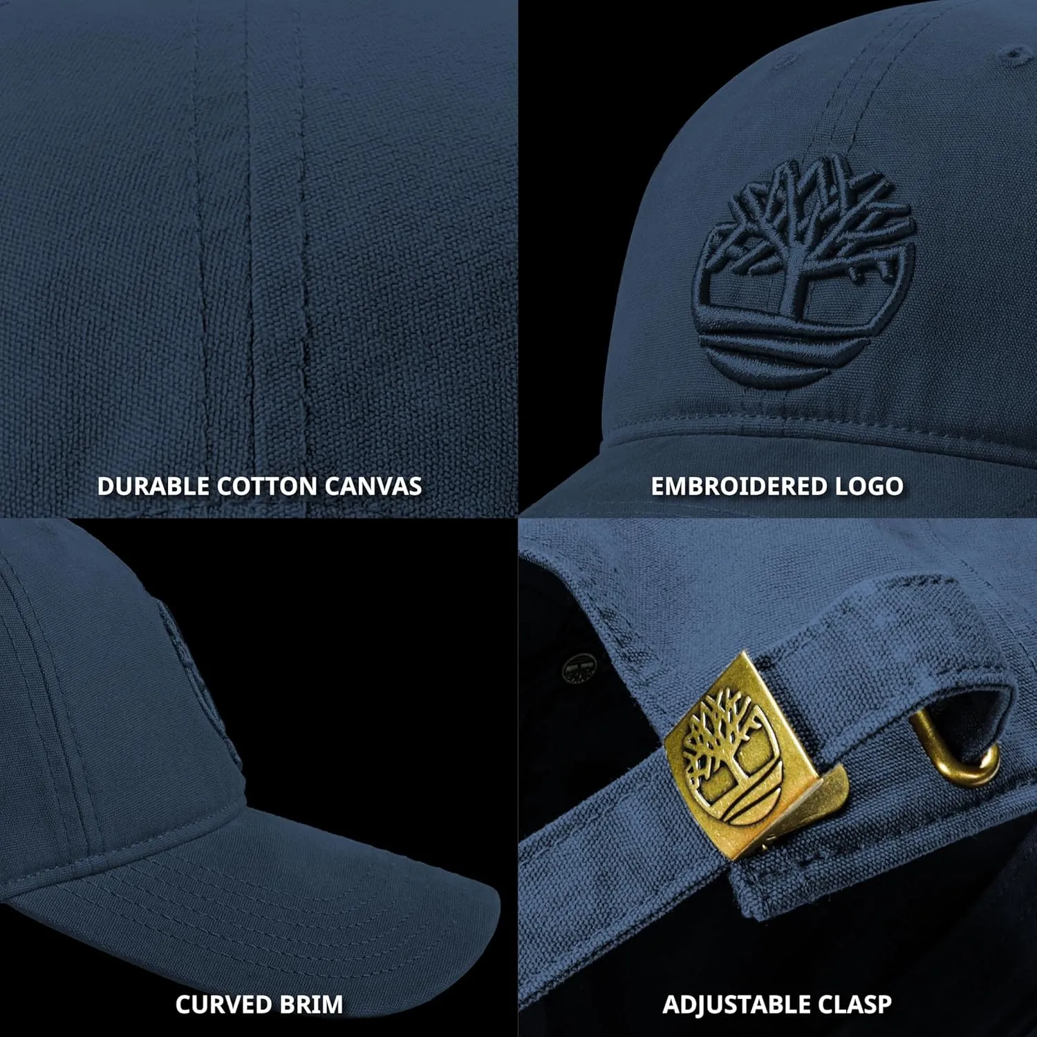 Timberland Soundview Baseball Cap for Boys 7-14, Cotton Canvas, Adjustable, Lightweight & Durable, One Size