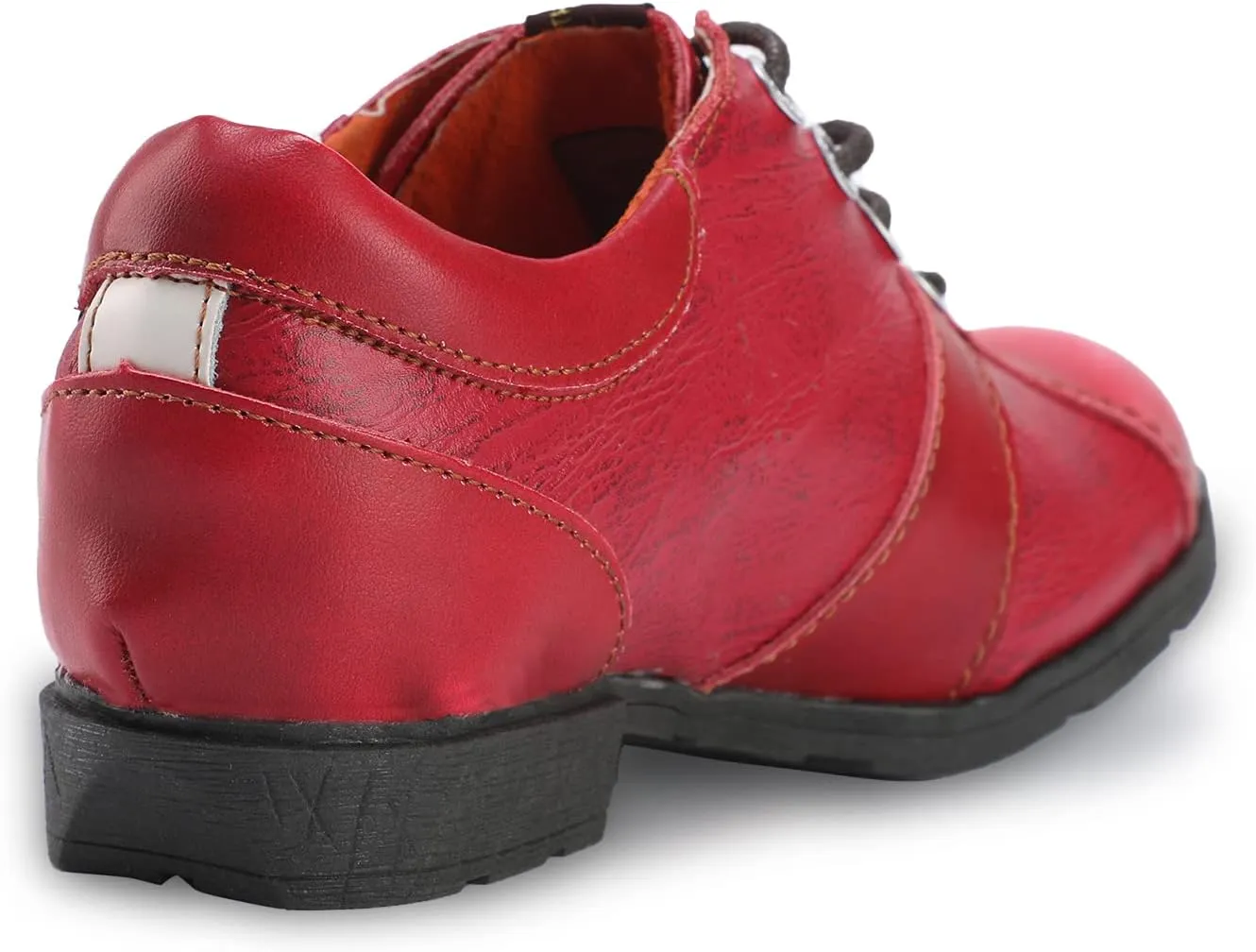 TMA EYES & MAiA Womens Handmade Stitching Shoes Leather Lace-up Low Heel Women Casual Shoes
