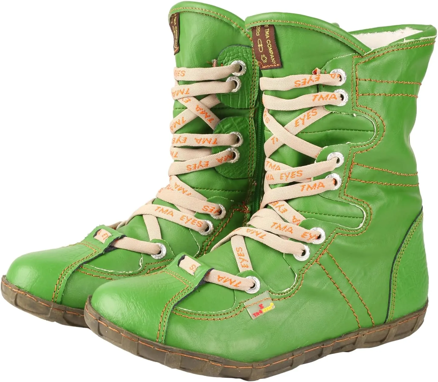 TMA EYES Snake-Embossed Leather and PU Upper Faux Fur Lining Short Flat Boot for Women