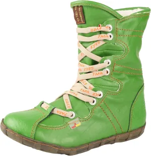 TMA EYES Snake-Embossed Leather and PU Upper Faux Fur Lining Short Flat Boot for Women