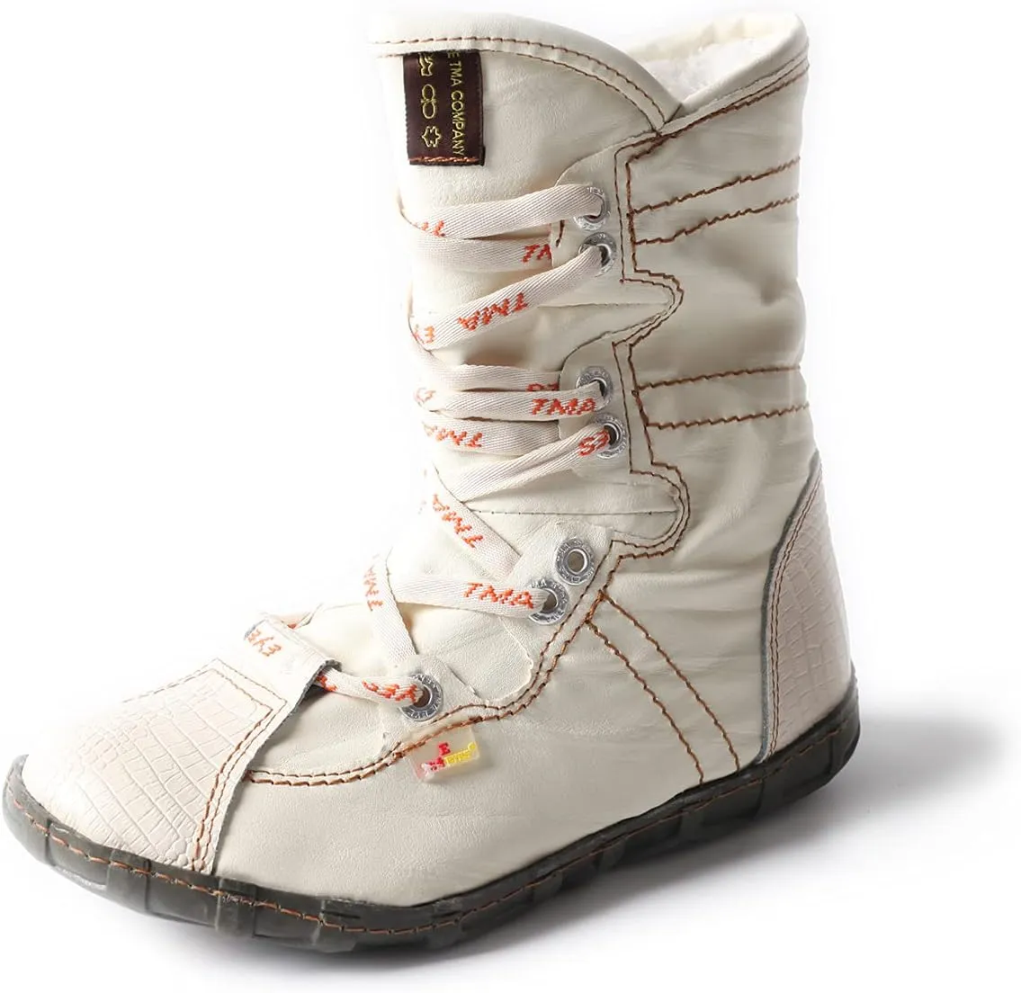 TMA EYES Women Snow Boots PU and Genuine Leather Patchwork Faux Fur Inner Lining Slip-Resistant and Long-Lasting Woemn Ankle Boots