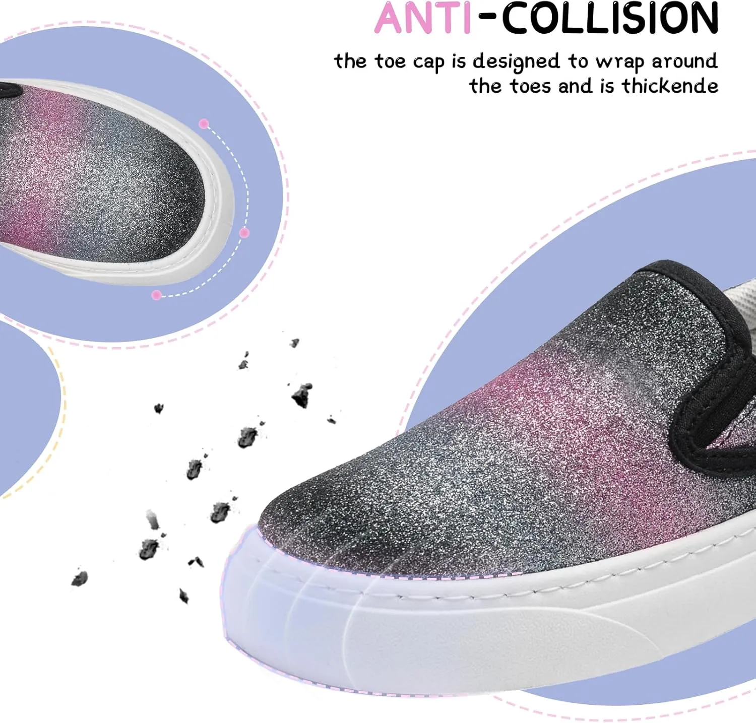 Toddler Sneakers for Girls Boys Low Top Slip On Kids Canvas Casual Shoes Comfortable Walking Sequins Glitter Shoes