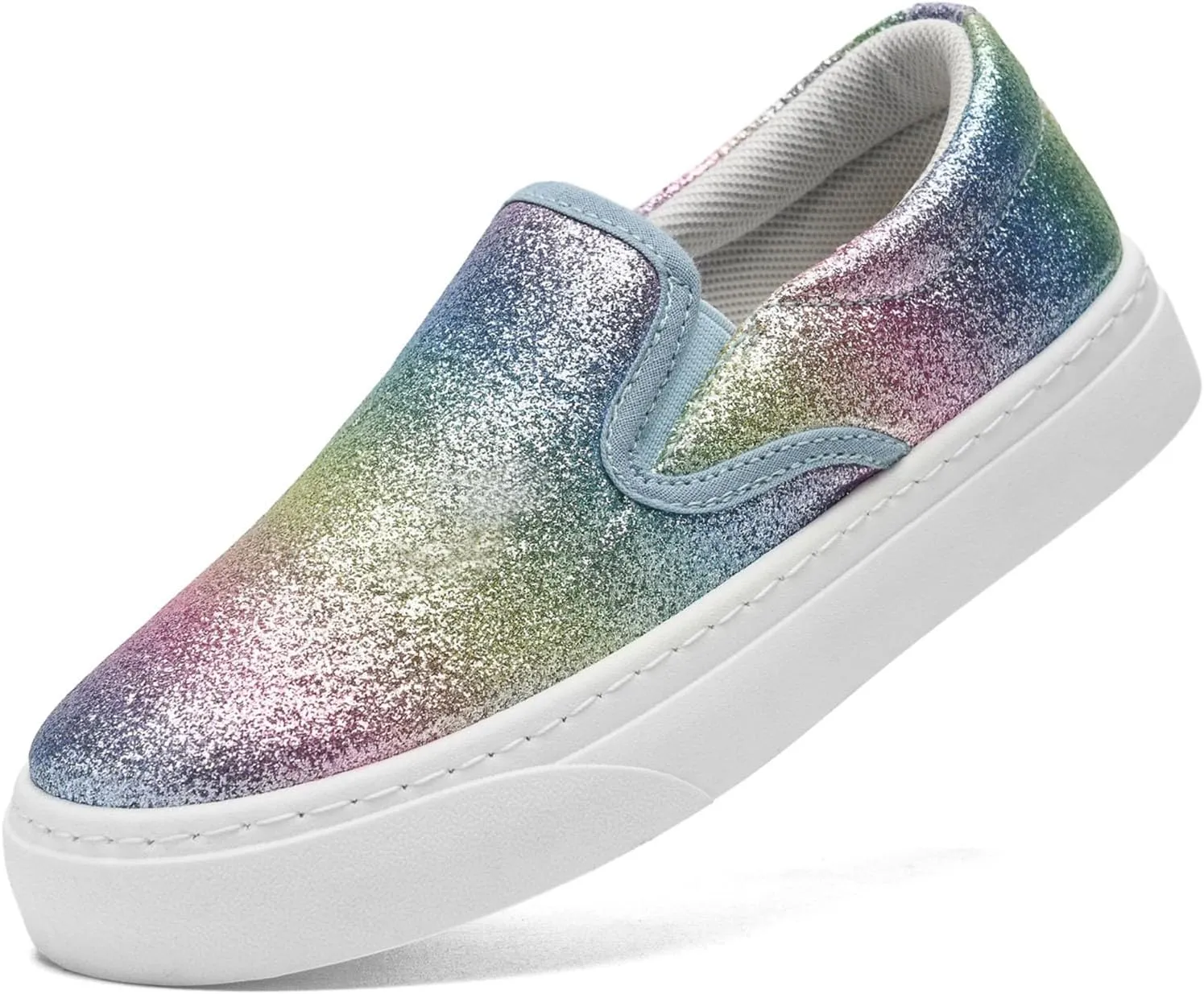 Toddler Sneakers for Girls Boys Low Top Slip On Kids Canvas Casual Shoes Comfortable Walking Sequins Glitter Shoes