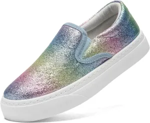 Toddler Sneakers for Girls Boys Low Top Slip On Kids Canvas Casual Shoes Comfortable Walking Sequins Glitter Shoes