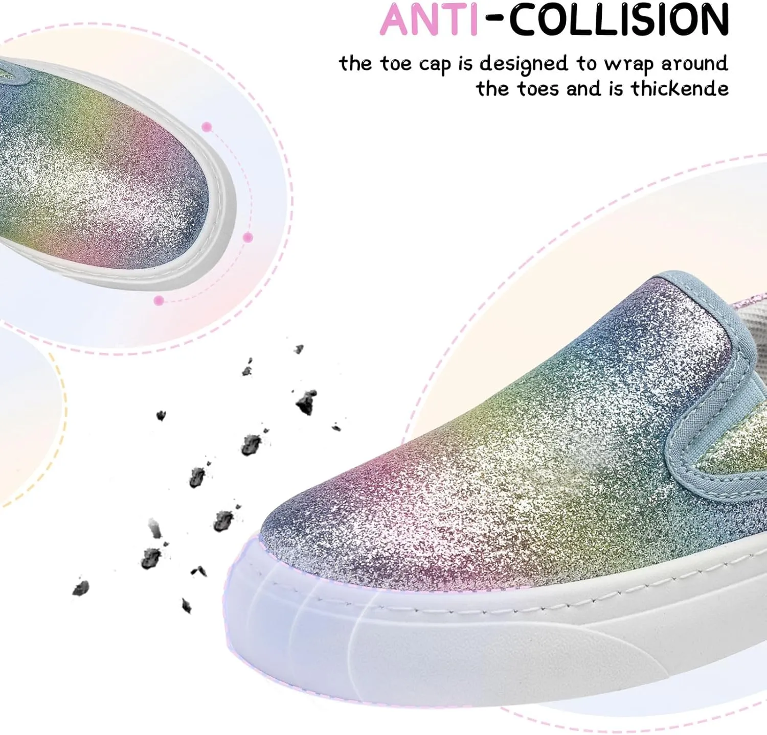 Toddler Sneakers for Girls Boys Low Top Slip On Kids Canvas Casual Shoes Comfortable Walking Sequins Glitter Shoes