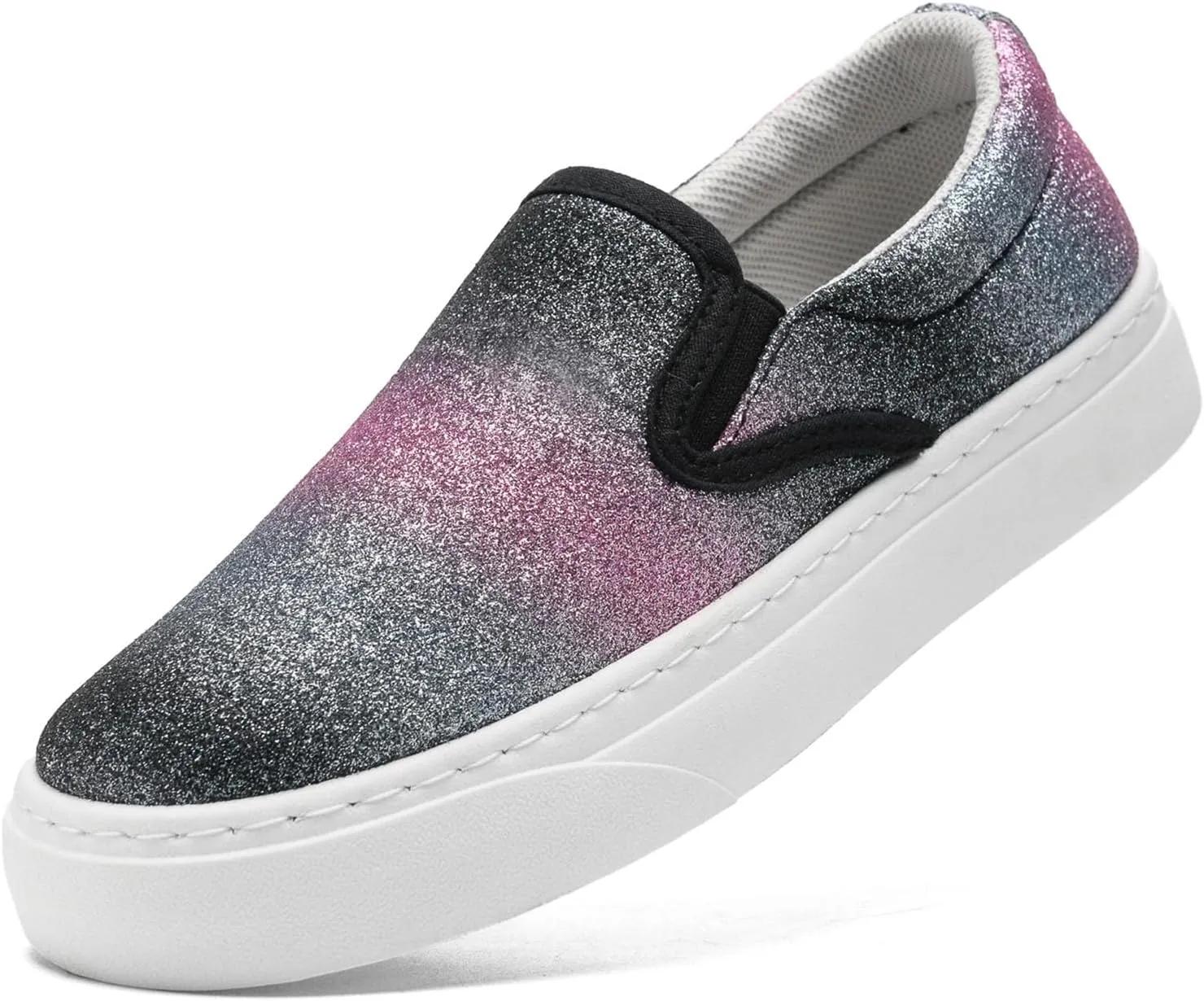 Toddler Sneakers for Girls Boys Low Top Slip On Kids Canvas Casual Shoes Comfortable Walking Sequins Glitter Shoes