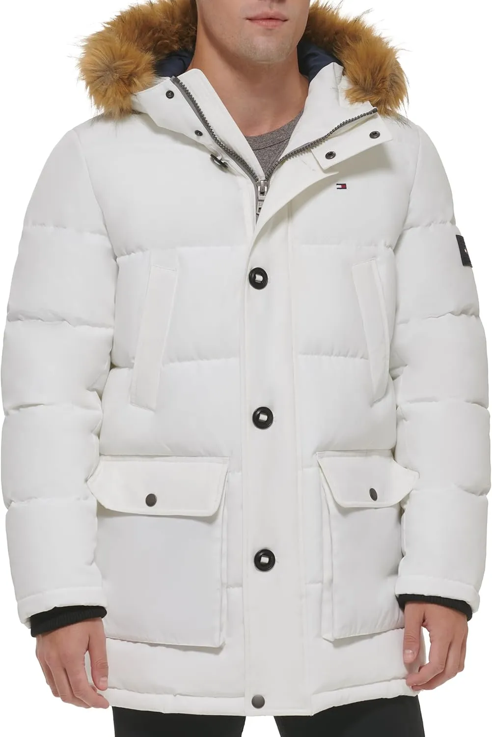 Tommy Hilfiger Men's Arctic Cloth Heavyweight Performance Parka Down Alternative Outerwear Coat