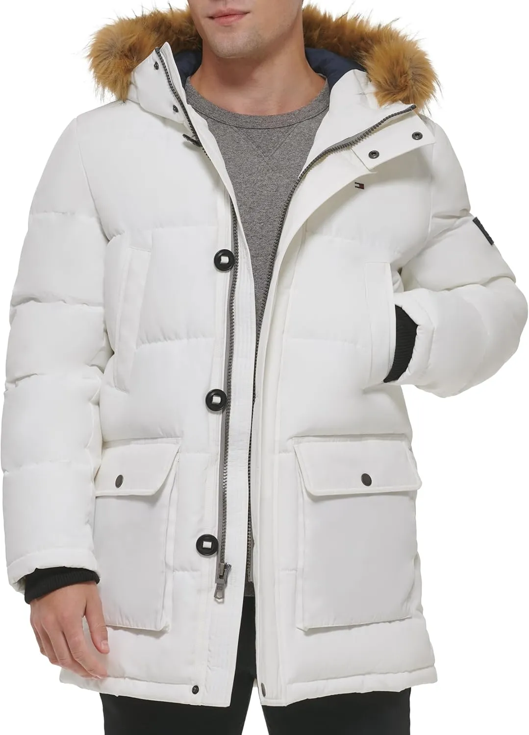 Tommy Hilfiger Men's Arctic Cloth Heavyweight Performance Parka Down Alternative Outerwear Coat