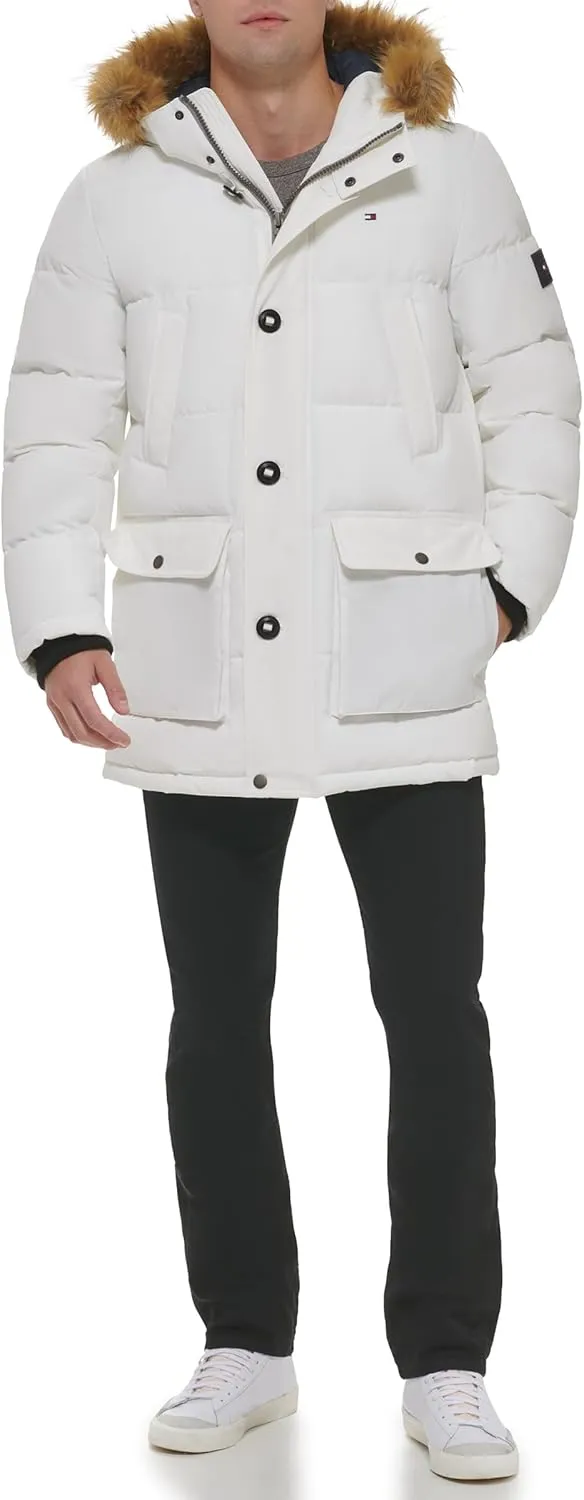 Tommy Hilfiger Men's Arctic Cloth Heavyweight Performance Parka Down Alternative Outerwear Coat