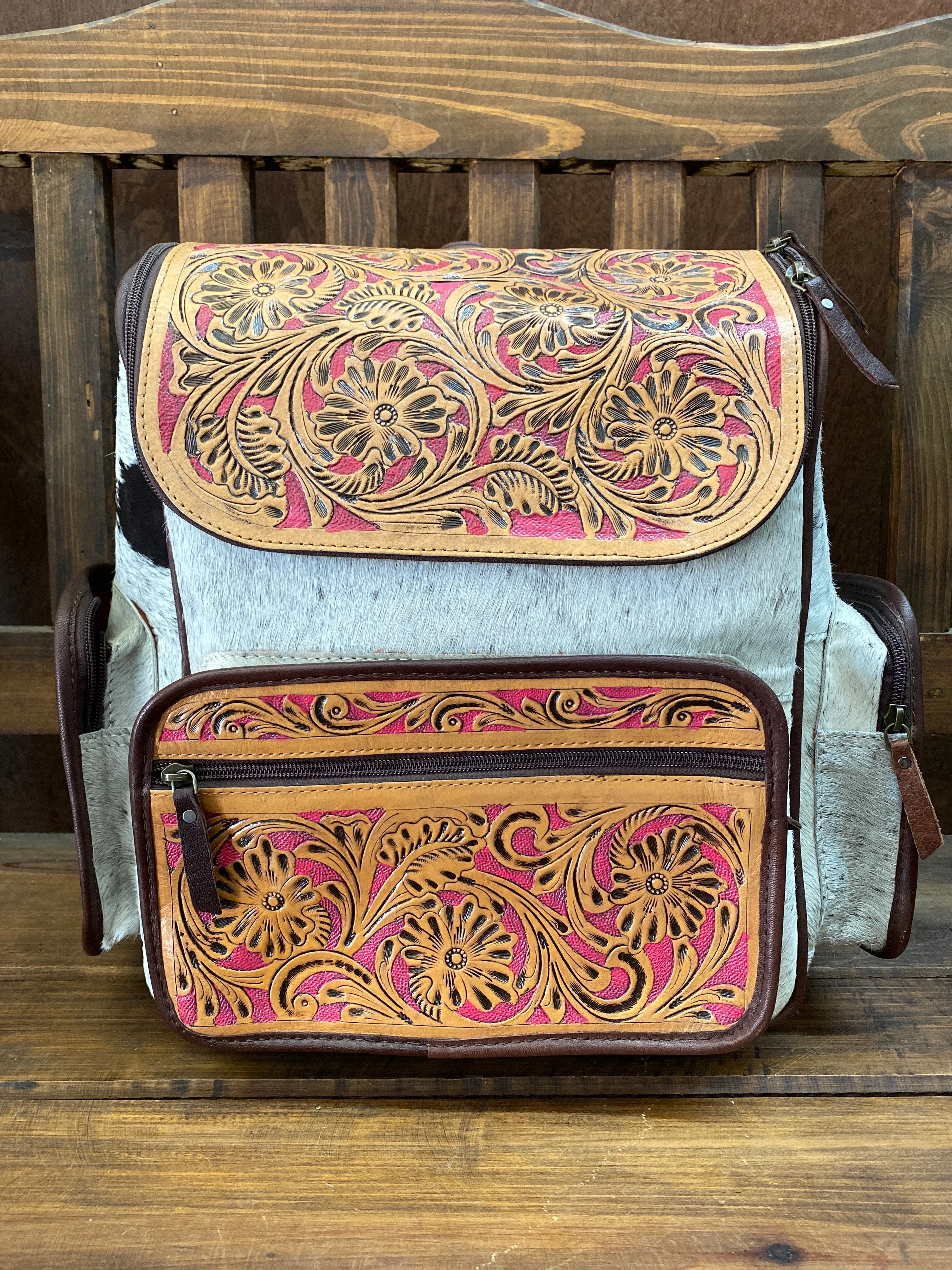Tooled Leather with Pink