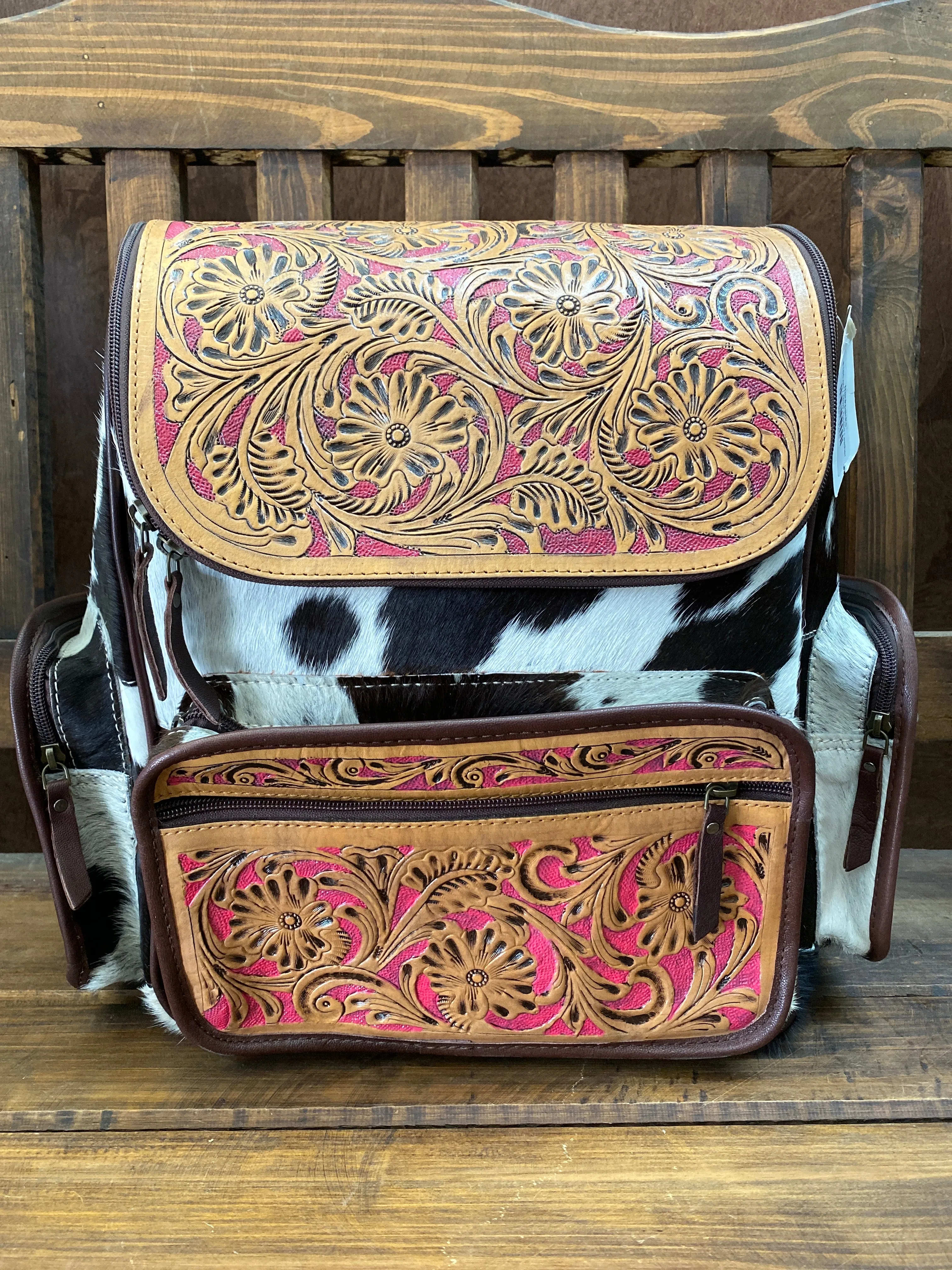 Tooled Leather with Pink