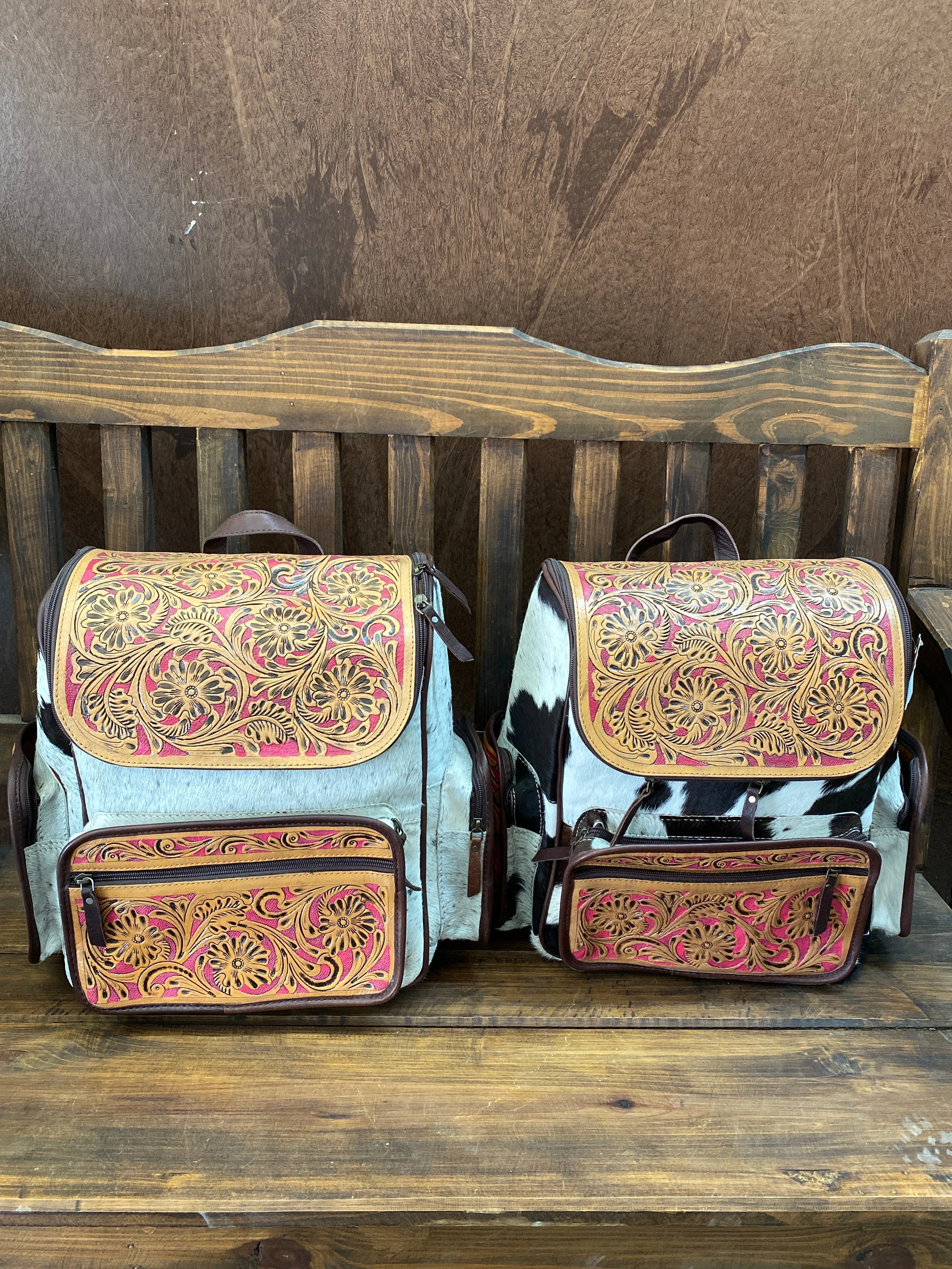Tooled Leather with Pink