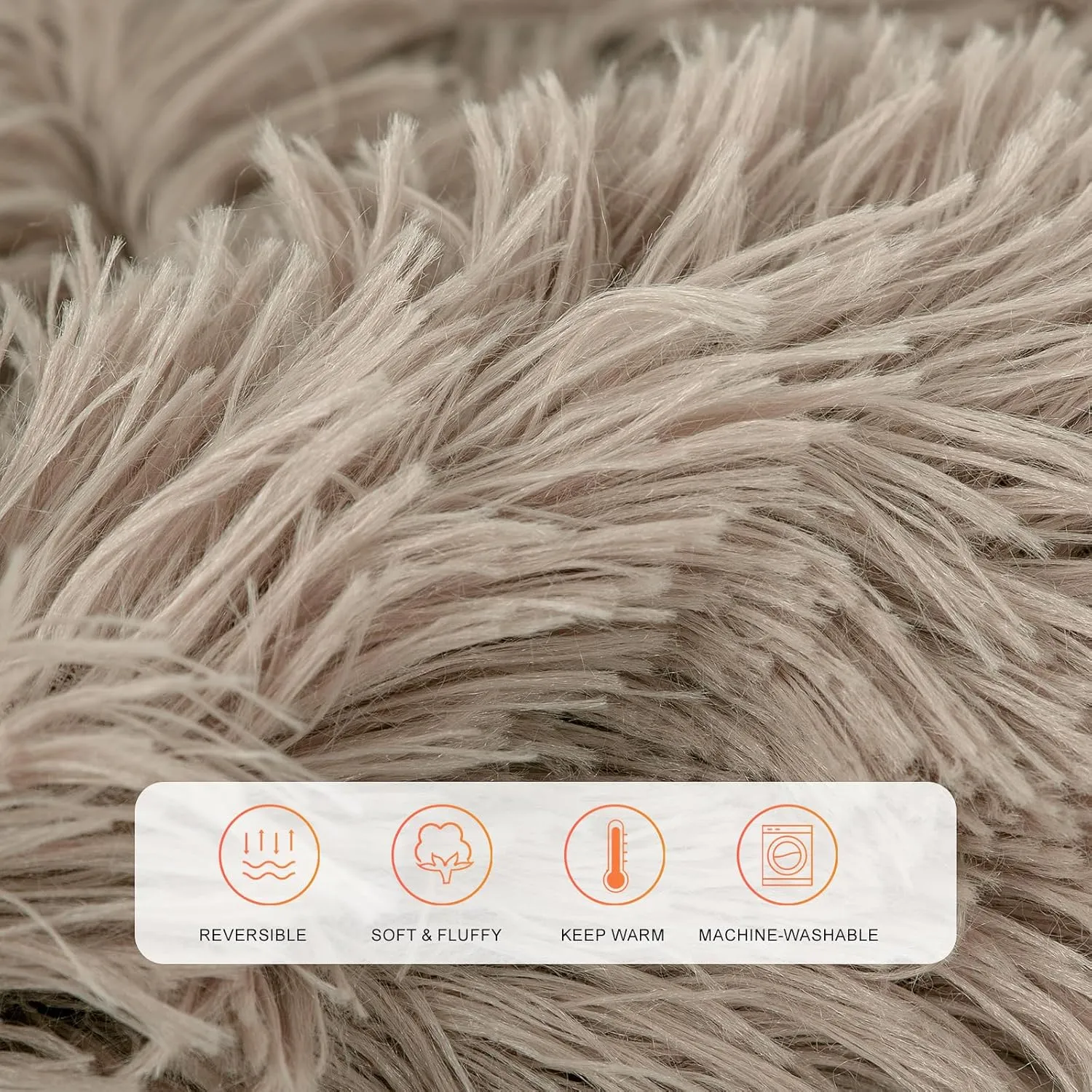 TOONOW Extra Soft Fuzzy Faux Fur Throw Blanket 50"x60", Reversible Lightweight Fluffy Cozy Plush Comfy Microfiber Fleece Decorative Shaggy Blanket for Couch Sofa Bed, Khaki