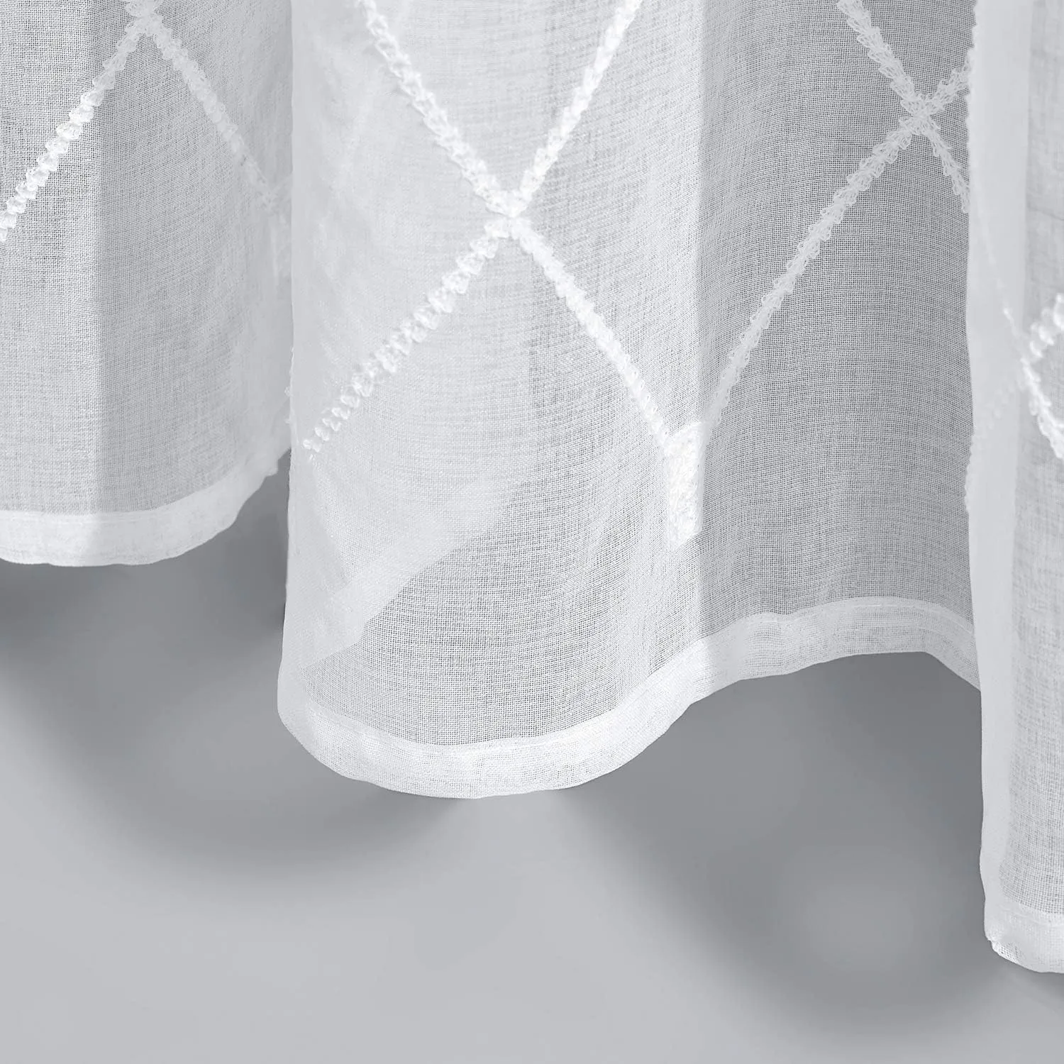 Top Finel White Sheer Curtains 63 Inch Length Embroidered Diamond Grommet Window Curtains for Living Room Bedroom, 2 Panels