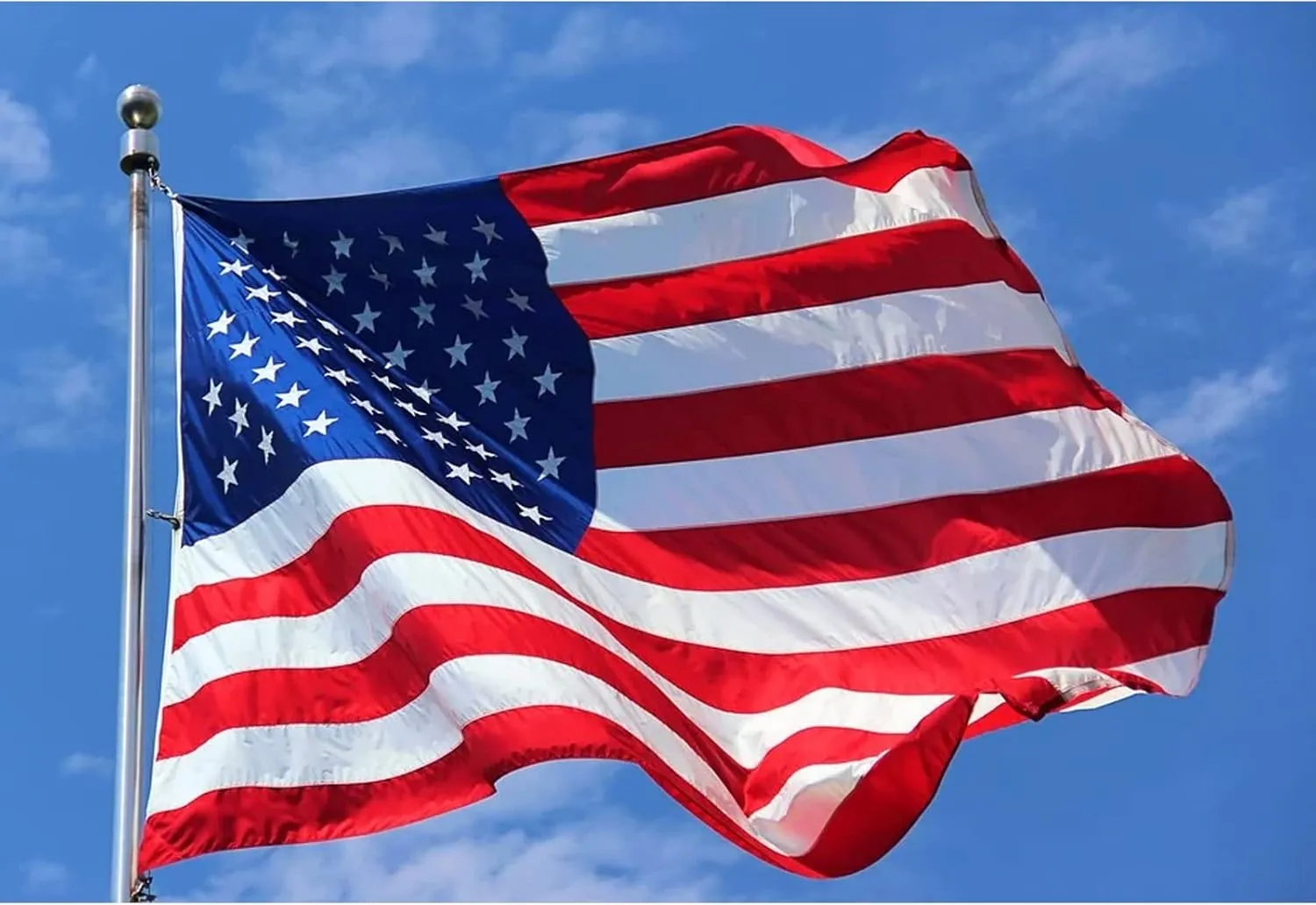 TOPFLAGS American Flag Large US Flags 5x8 Outdoor High Wind Heavy Duty Outside Embroidered Stars All Weather Durable Nylon Sewn Stripes with Brass Grommets (5' X 8' American Flag)
