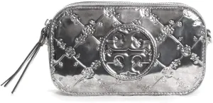 Tory Burch Miller Metallic Floral Embossed Mini Crossbody Bag, Pewter