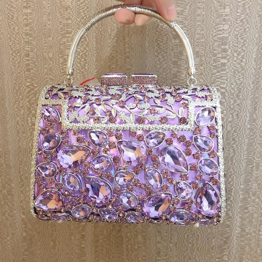 Tote Bag Diamond Purse Sparkly Bag Rhinestone Bags for Women Novelty Clutch Cute Purses for Women Trendy Shoulder Bag Purple