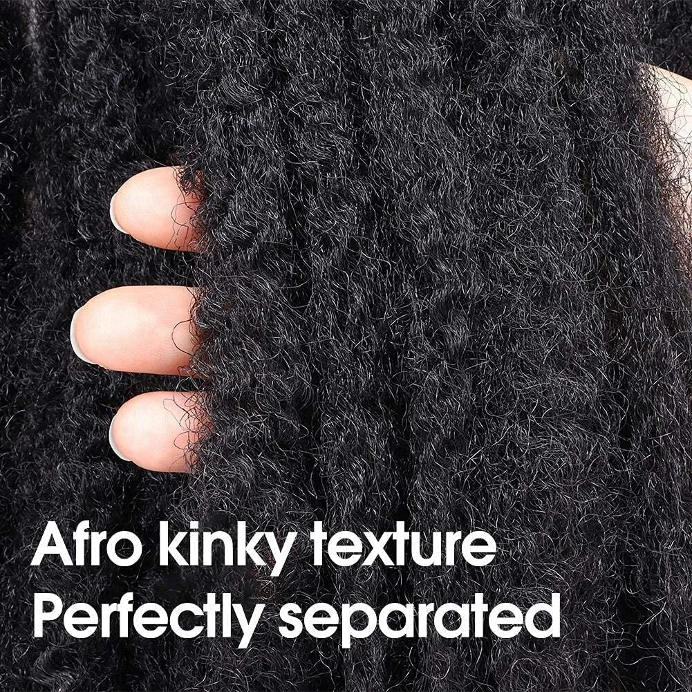 ToyoTress Marley Hair Crochet Braids - 20 Inch 6 Packs Marley Twist Crochet Hair For Faux Locs 1B Natural Black, Afro Kinky Curly Marley Braids Synthetic Braiding Hair Extensions (20 Inch, 1B-6P)