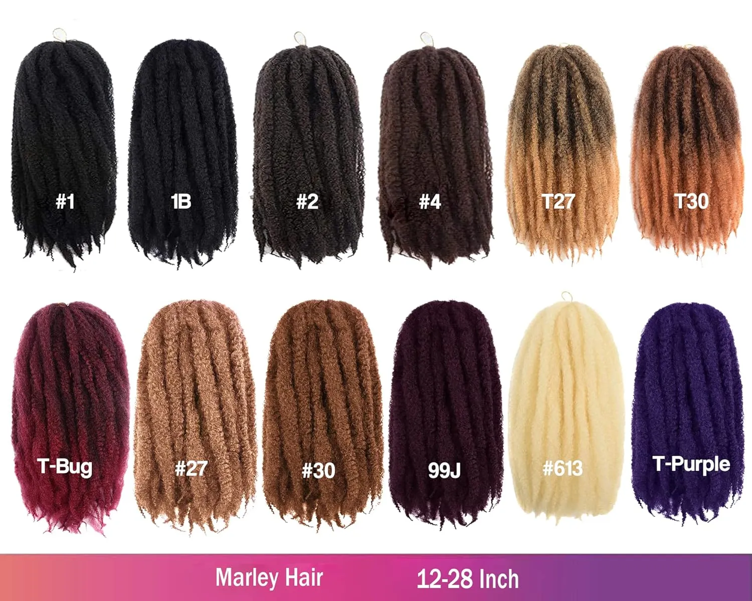 ToyoTress Marley Hair Crochet Braids - 20 Inch 6 Packs Marley Twist Crochet Hair For Faux Locs 1B Natural Black, Afro Kinky Curly Marley Braids Synthetic Braiding Hair Extensions (20 Inch, 1B-6P)
