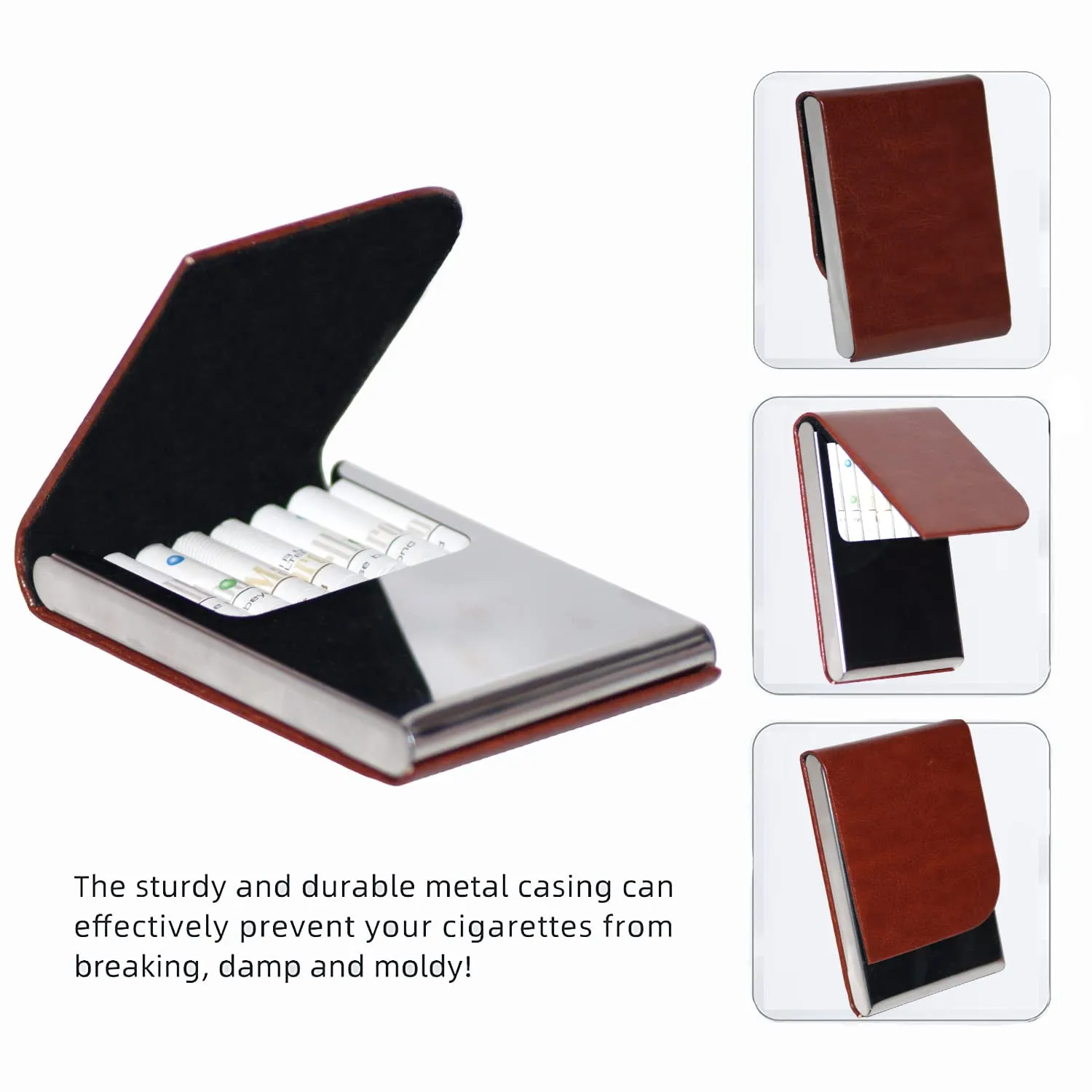 Trimurti Cigarette Case King Size for Men Women Holds 7 Cigarettes (Brown-SLV)