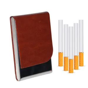 Trimurti Cigarette Case King Size for Men Women Holds 7 Cigarettes (Brown-SLV)