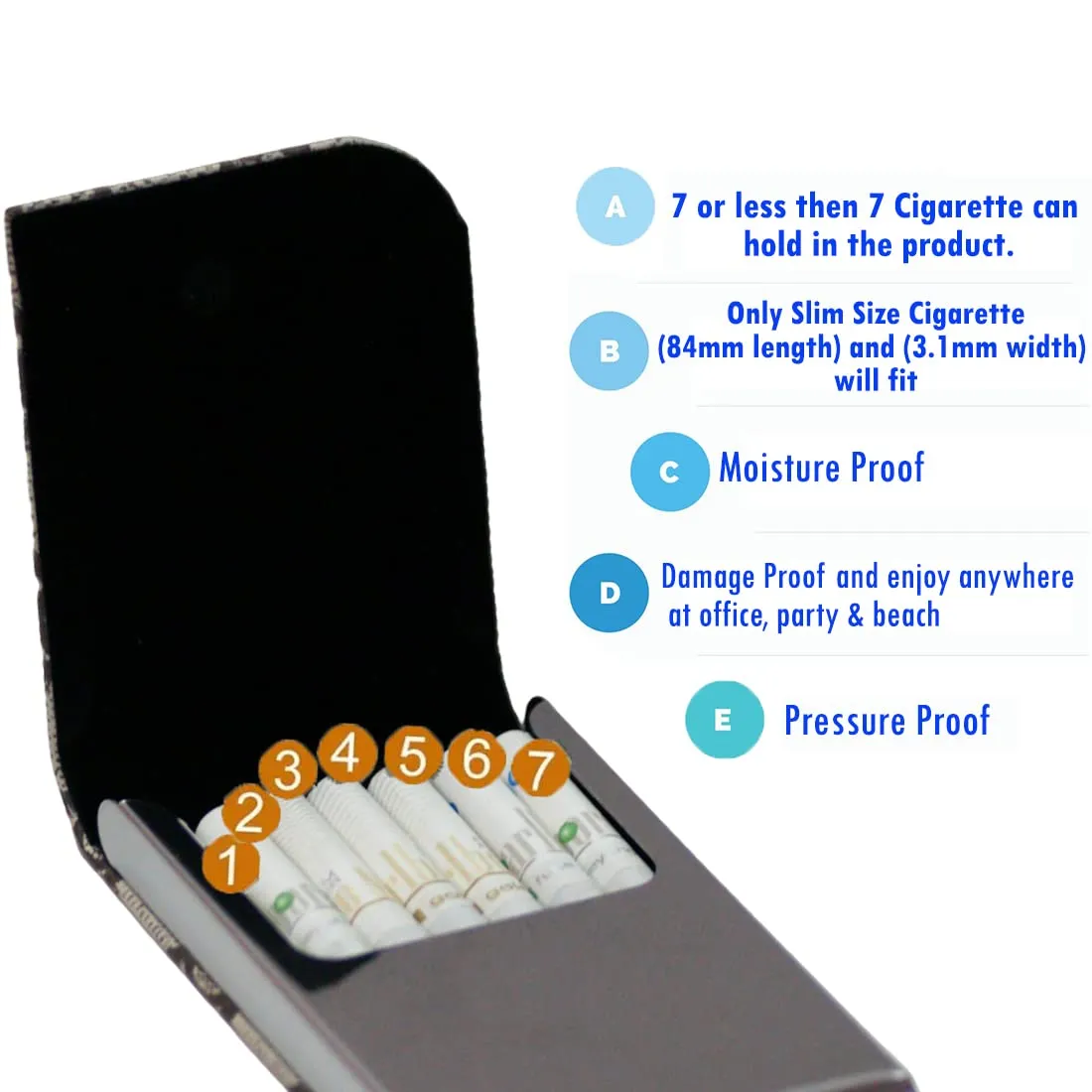 Trimurti Regular & King Size Cigarettes Case Holder Pocket Sized for 7 Cigarettes crushed Proof Men & Women (Cream)