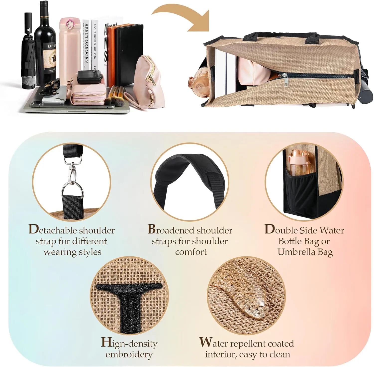TRSODD Birthday Gifts for Women Mothers Day Gifts for Mom Wife Grandma Daughter Sister Bridesmaid Initial Jute Tote Bag