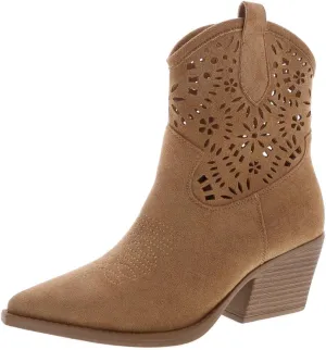 TruFox Women's Cowboy Cowgirl Ankle Booties Western Stylish Faux Leather Low Heel Boots