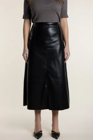 Two T's Faux Leather Skirt | Black