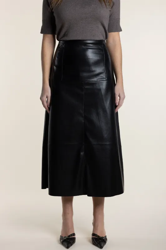 Two T's Faux Leather Skirt | Black