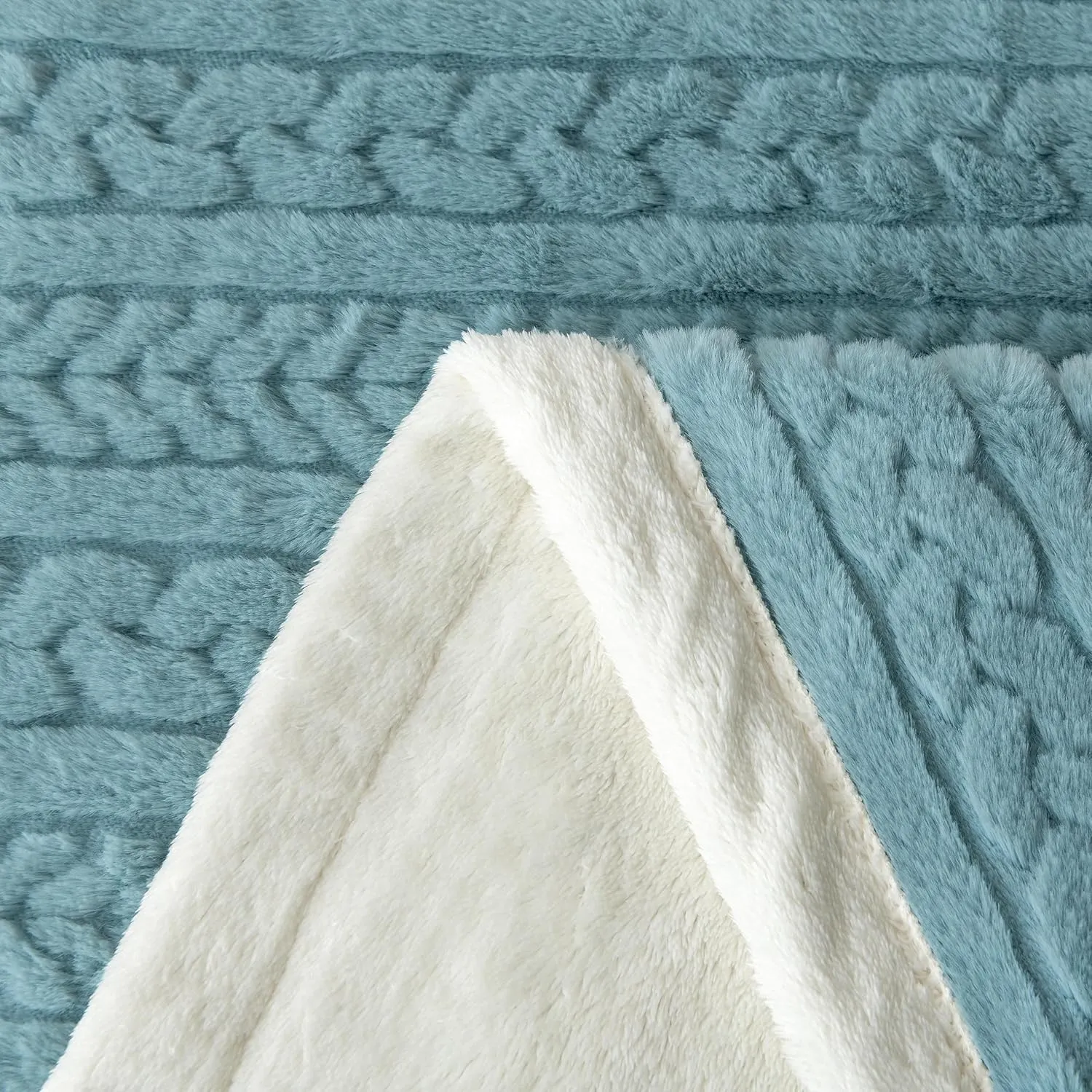 UKELER Boho Throw Blanket 50x60 inch, 540 GSM Faux Fur Blanket for Bed Sofa Travel Camping, Super Soft Cozy Fluffy Plush Blanket, Southwestern Aztec Sherpa Fleece Blanket for All Seasons, Turquoise