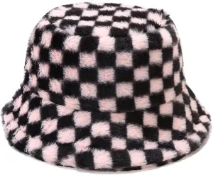 Umeepar Winter Faux Fur Fuzzy Bucket Hat Fluffy Warm Hat for Women Men