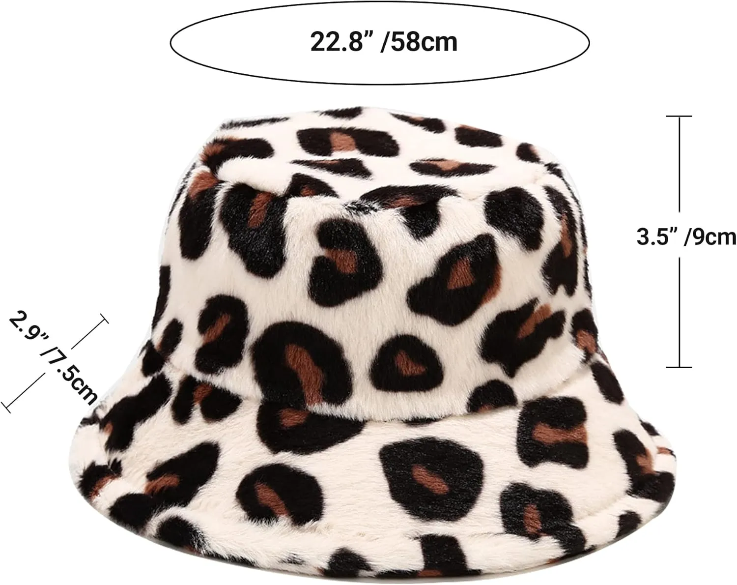 Umeepar Winter Faux Fur Fuzzy Bucket Hat Fluffy Warm Hat for Women Men