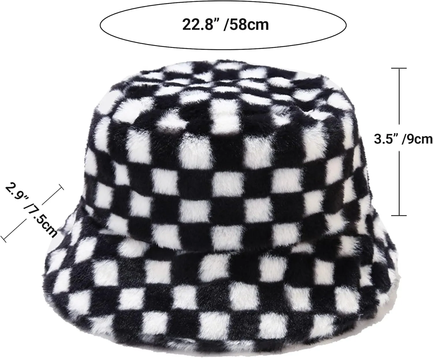 Umeepar Winter Faux Fur Fuzzy Bucket Hat Fluffy Warm Hat for Women Men