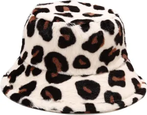 Umeepar Winter Faux Fur Fuzzy Bucket Hat Fluffy Warm Hat for Women Men