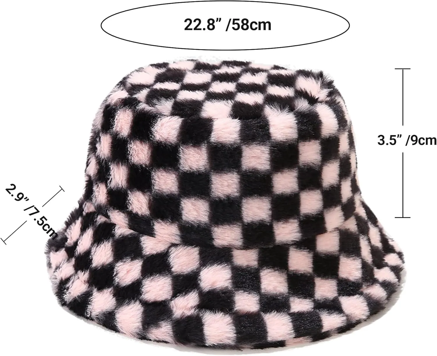Umeepar Winter Faux Fur Fuzzy Bucket Hat Fluffy Warm Hat for Women Men