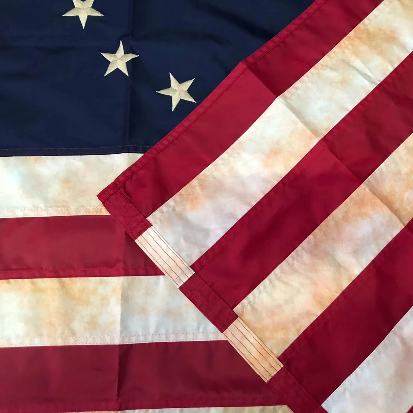 USA Flag Co. Historical Betsy Ross Flag 3x5 foot | Heavy Duty Polyester, Embroidered Stars, Sewn Stripes, Brass Grommets (Heritage Tea Stained)