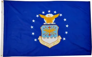 Valley Forge, US Air Force Flag, Nylon, 3'x5', 100% Made in USA, Canvas Header, Heavy-Duty Brass Grommets