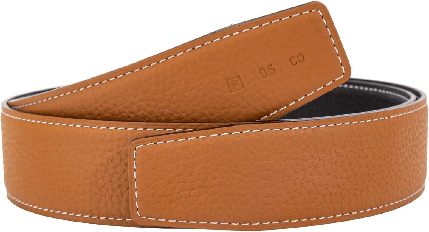 Vatee's Men/Women Reversible Genuine Leather Without Buckle Replacemen Belt Strap 1.34"/1.5" Wide