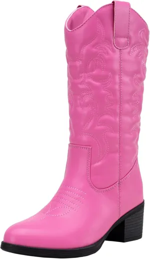 Vepose Women's Cowboy Boots Western Cowgirl Round Toe Mid Calf Boots for Women