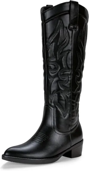 Vepose Womens Tall Cowboy Boots Knee High Cowgirl Low Heel Comfy Boots for Ladies